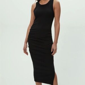 Michael Stars Petite Wren Midi Gray Ruched dress SP